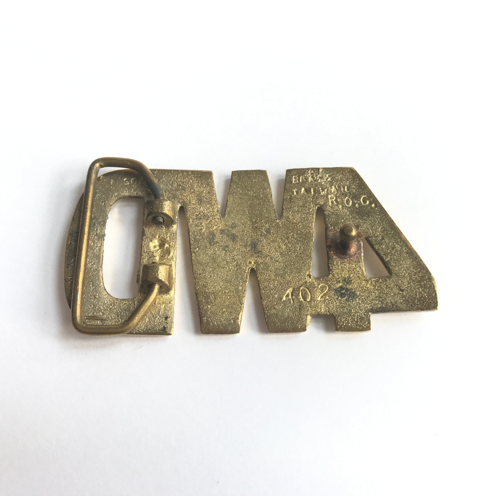 e273 Vintage Original Solid Brass 4WD Belt Buckle