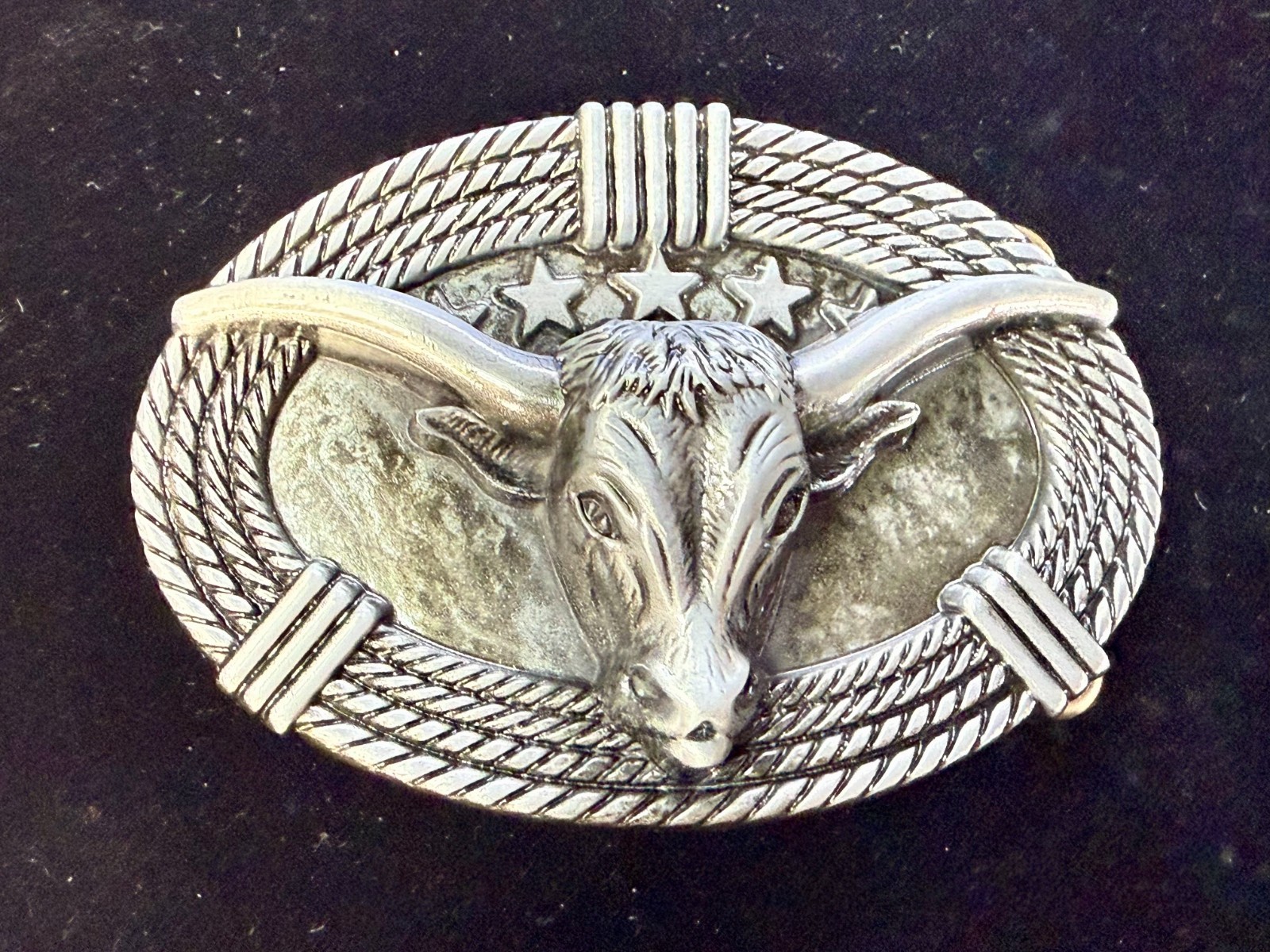 Texas Longhorn Cow Bull Head Steer Rope Border Rodeo Cowboy Belt Buckle