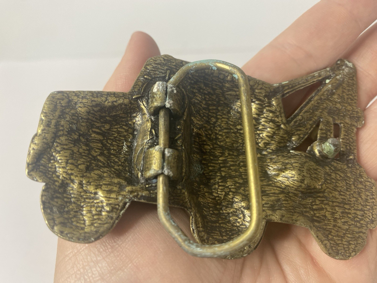 1970s Brass Wrecker Tow Truck Belt Buckle Vintage Vehicle Equipment