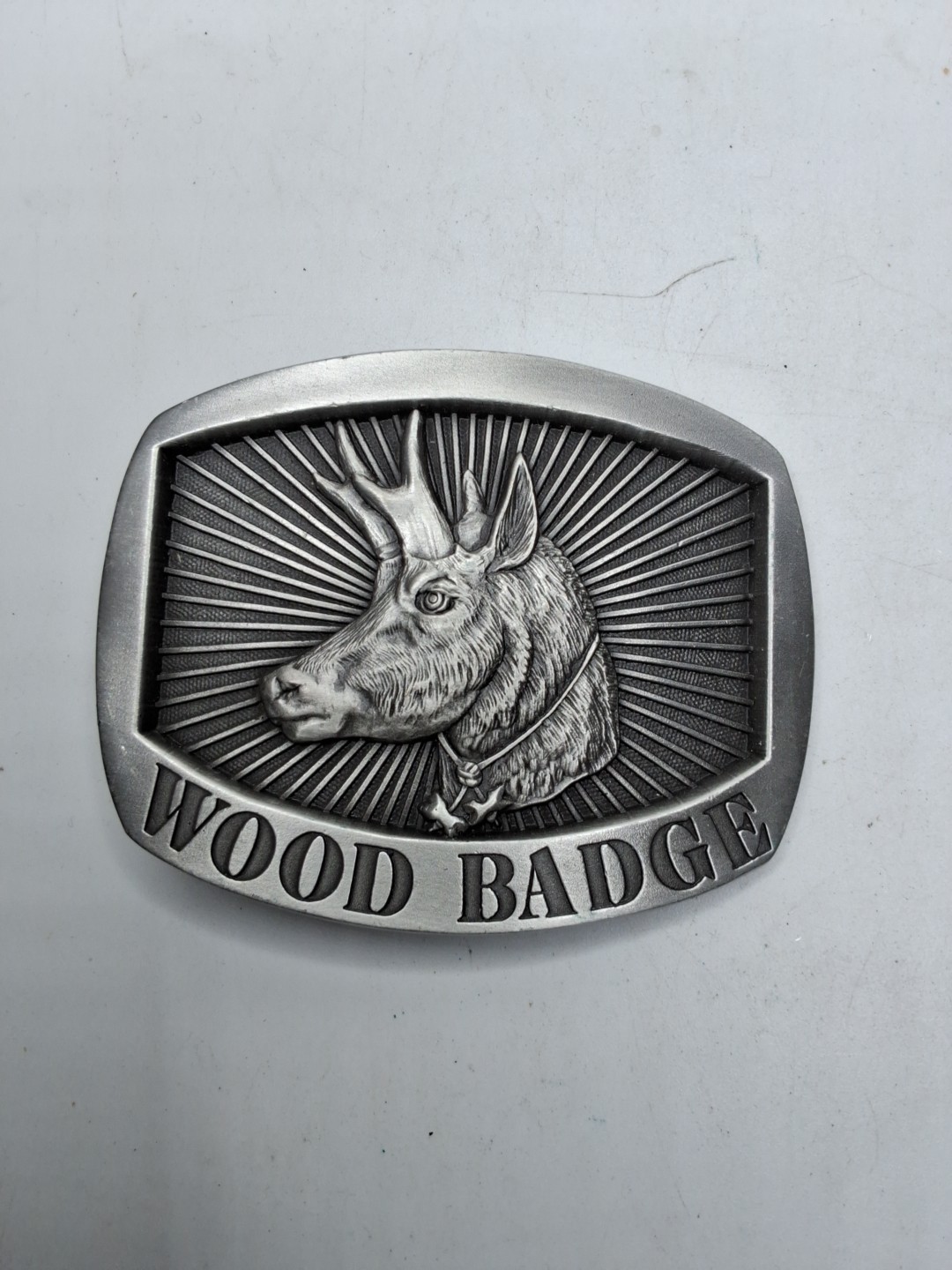 Solid Pewter Wood Badge Men&rsquo;s Belt Buckle