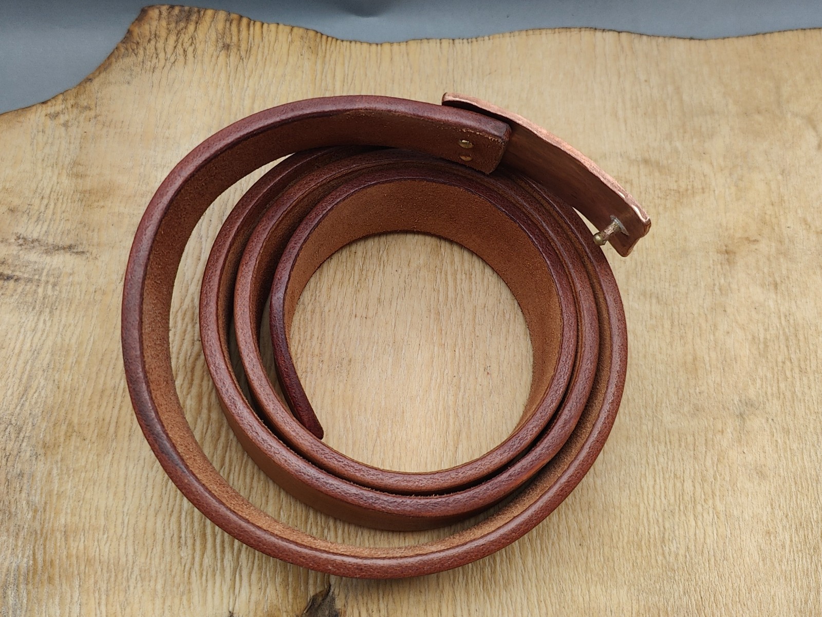 Handmade Leather Belt with SOLID COPPER BUCKLE