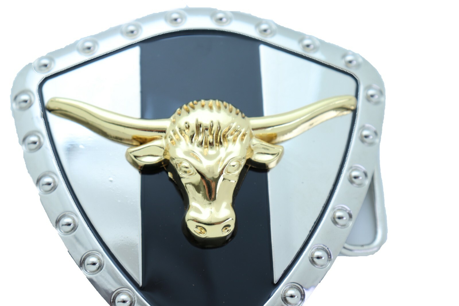 Men Silver Metal Western Belt Buckle Texas Lone Horn Cow Shiny Gold Color Bull