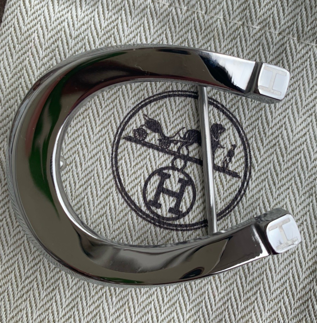 Hermes Buckle Waist Belt 38mm Plated Silver Hermès Fer à Cheval horseshoe-shaped