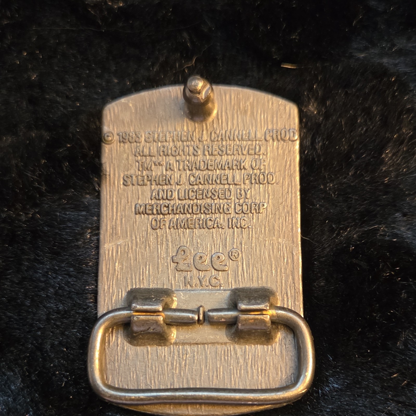 Vintage Tee Tee Inc The A-Team TV Metal Belt Buckle Gold Rectangular Clip 1.5in