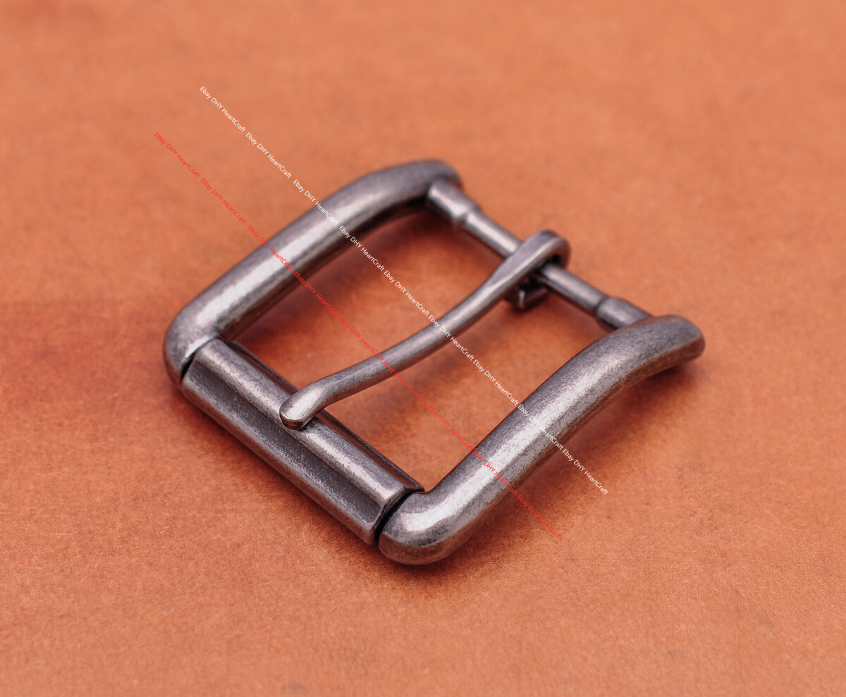 Silver Metal Heel Bar Roller End Bar Single Prong Pin Jeans Belt Buckle 40mm Men