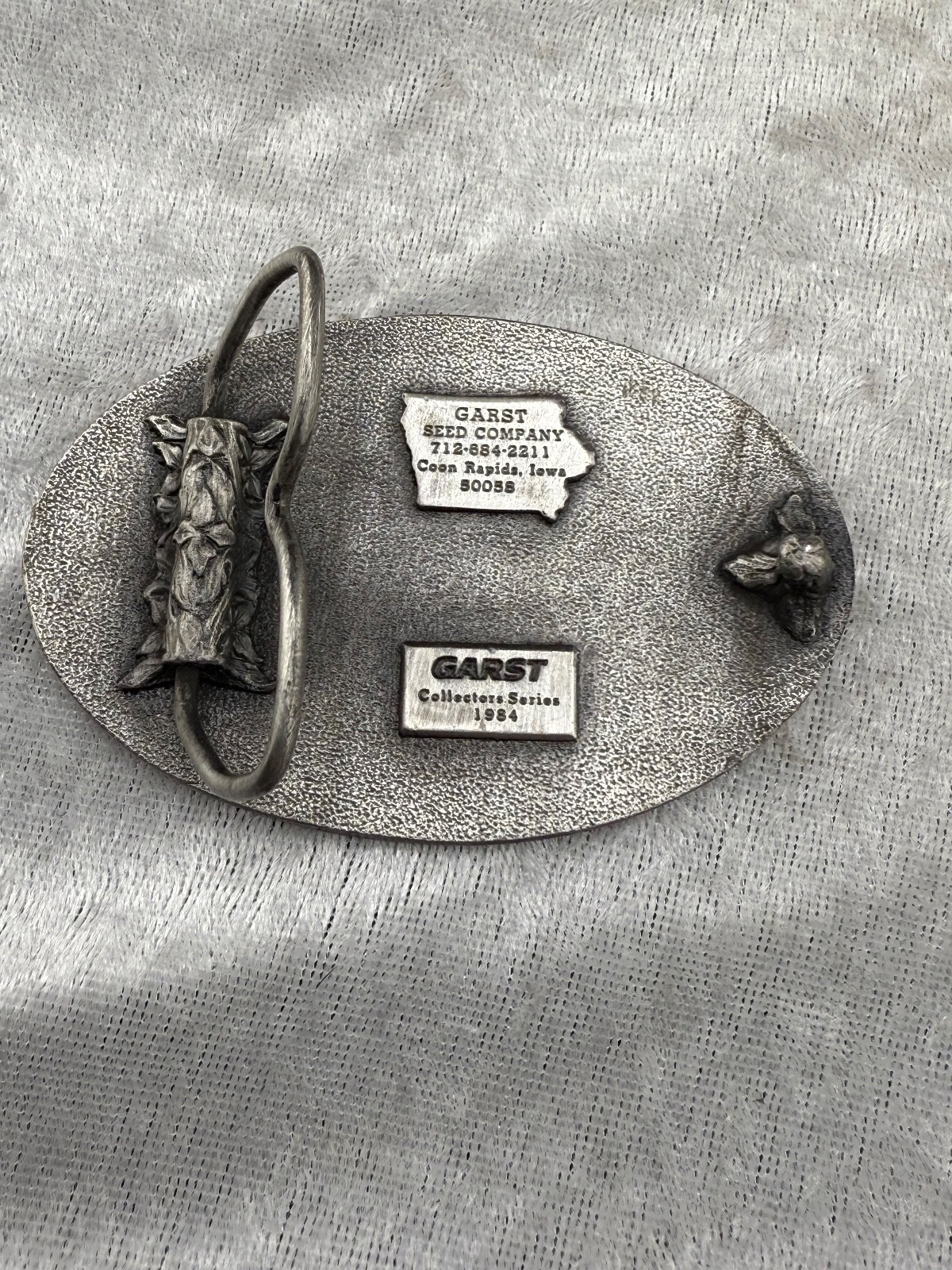 Vintage Garst Seed Company Buckle Silver Tone Farm Corn