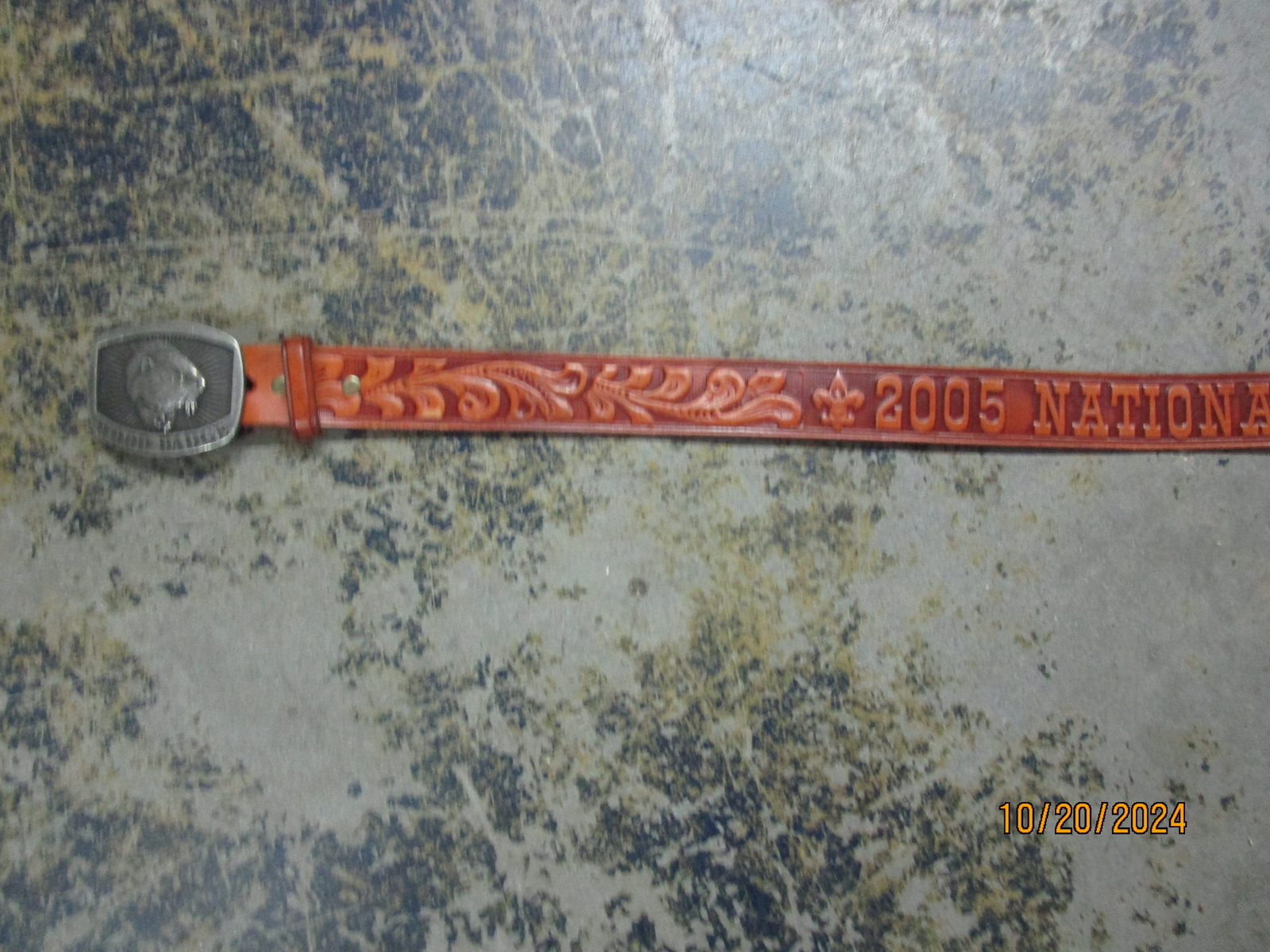 Vintage Wood Badge Pewter Boy Scout Belt Buckle & 05 National Jamboree Belt