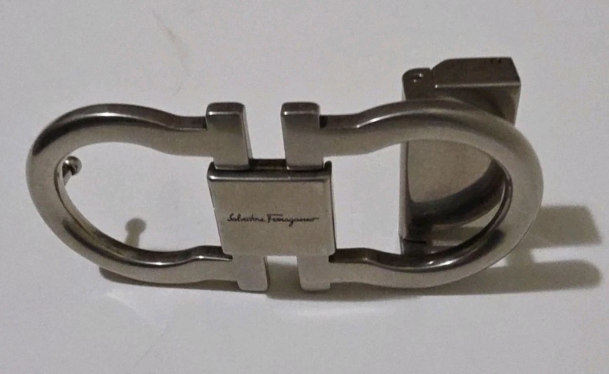 AUTH. SALVATORE FERRAGAMO SILVER GANCINI BELT BUCKLE FOR 1.3&Prime; WIDE BELT STRAP