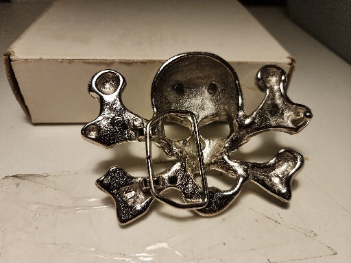 Skull & Crossbones Rhinestone Enc Belt Buckle Pirate Skull 4  » JB^a