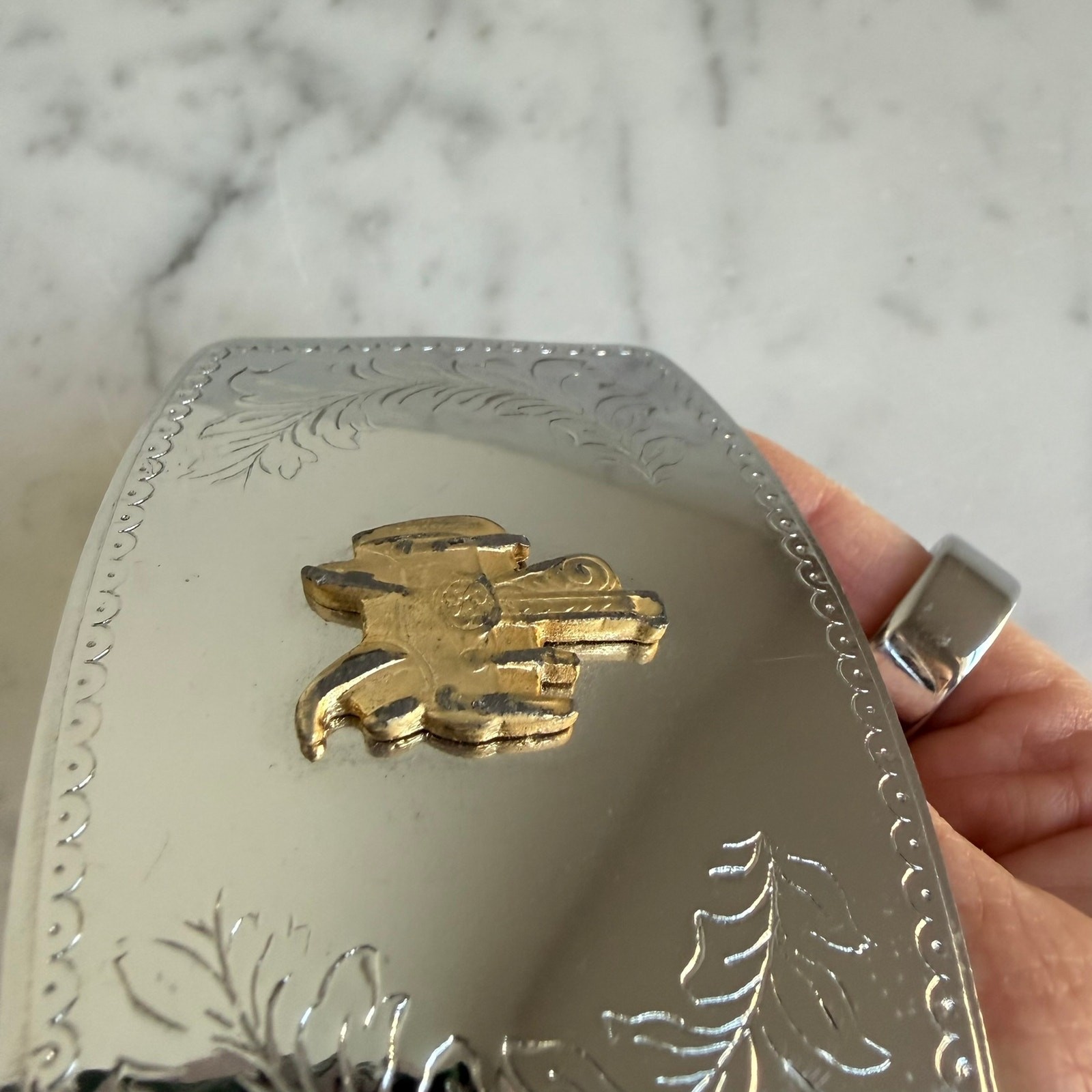 Western Saddle Belt Buckle Nickel Plated Hand-Polished Cowboy Americana