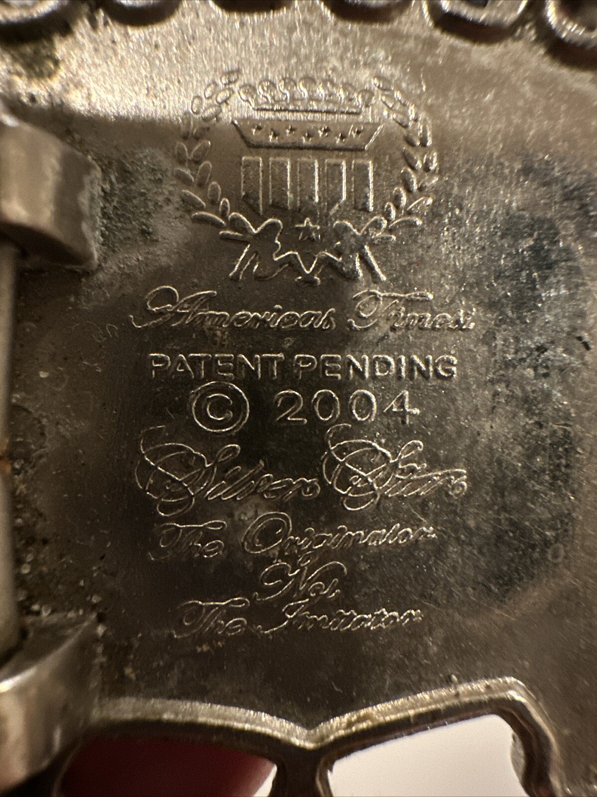Vintage 2004 Cadillac Emblem Belt Buckle Girls Flag Crown Made In USA