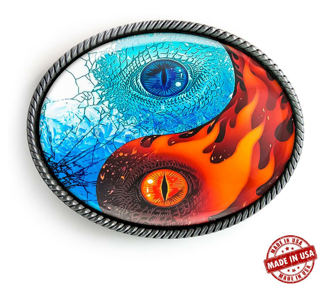 Yin Yang Sci-fi Dragon Tattoo Handmade Resin Artisan Belt Buckle