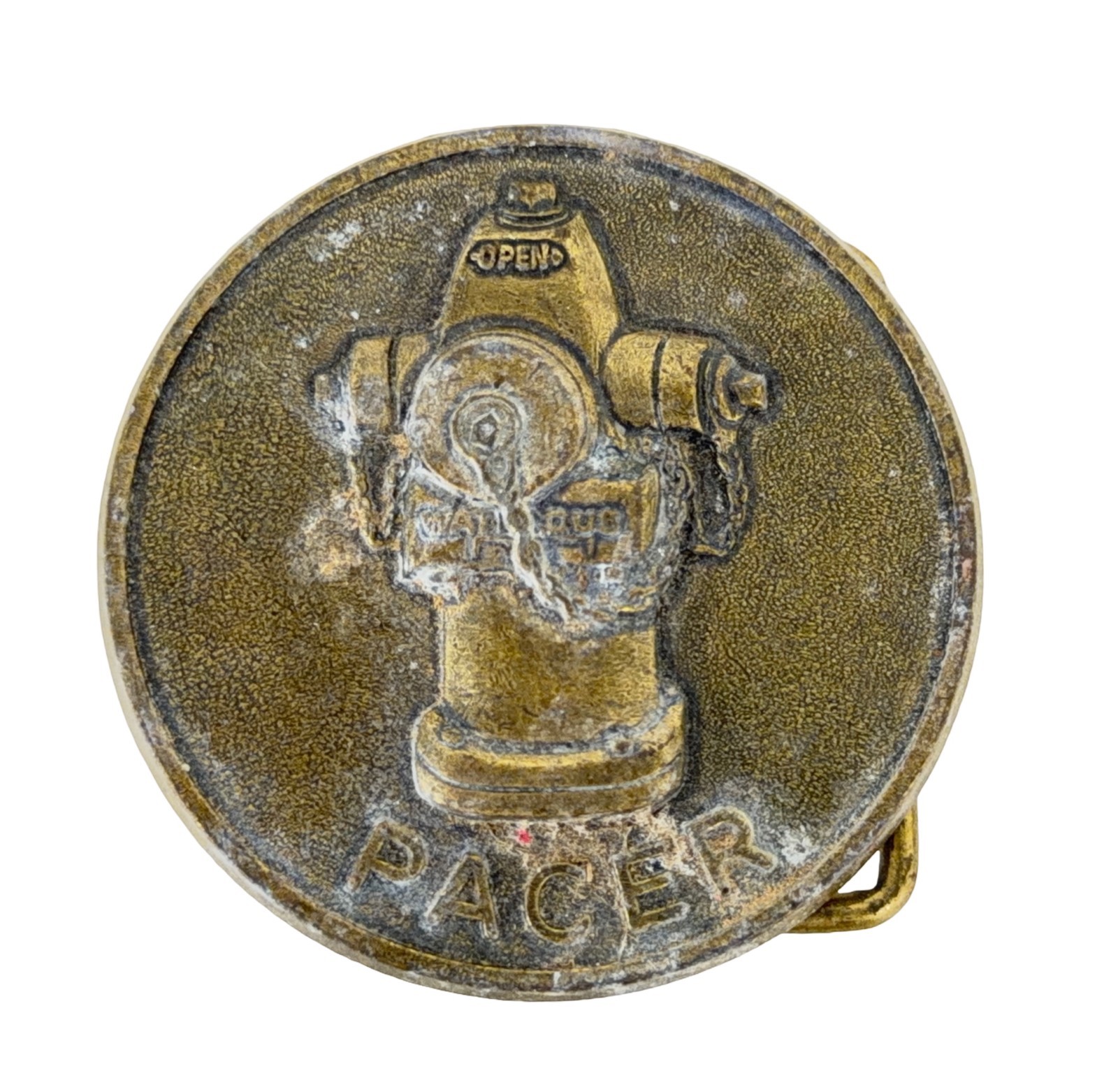 Pacer Vintage Belt Buckle Firefighter 🔥 Fire Hydrant METAL Collector Patina