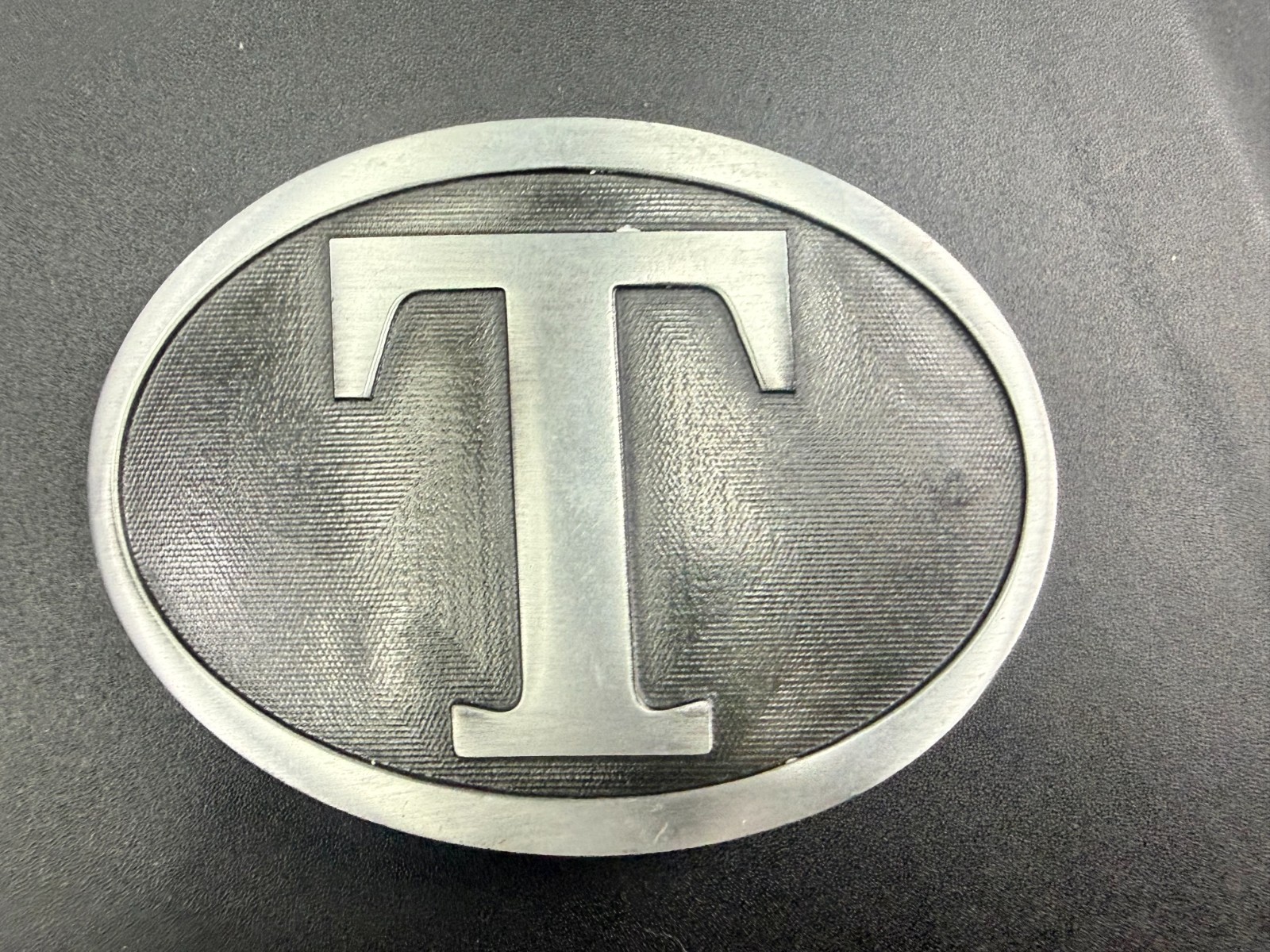 Initial Block Letter T Montana Silversmiths RARE Grey & Black Color Belt Buckle