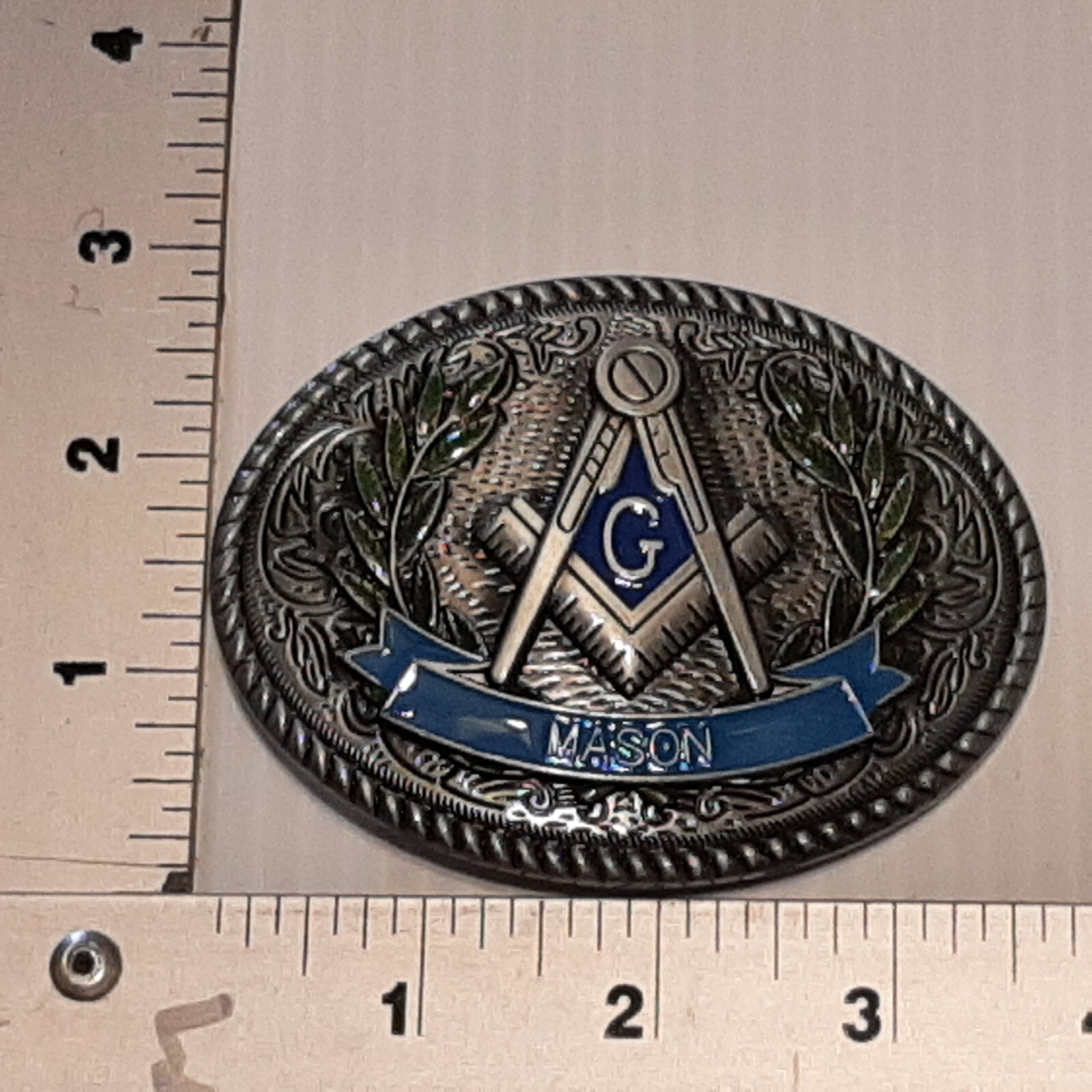 SILVER (IN COLOR) MASON Metal Belt Buckle