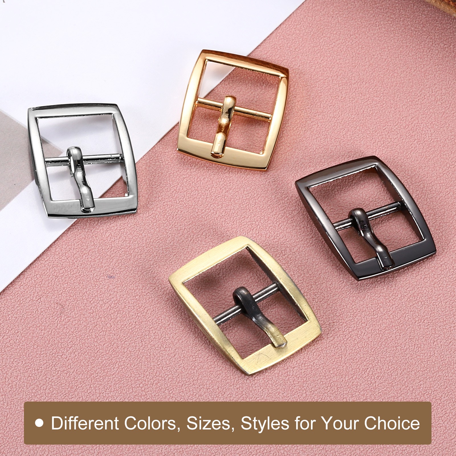 6Pcs 0.63&Prime; Single Prong Belt Buckle Rectangle Center Bar Buckles for Belt,Black