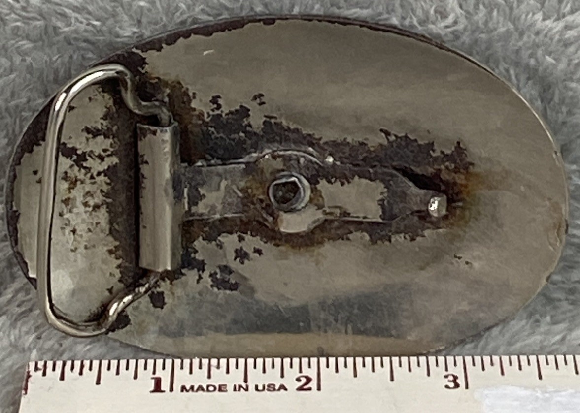 Vtg Bucking Horse Silver Tone 3-1/4 x 2-1/4 Oval Belt Buckle Fits 1.75&Prime; Belt