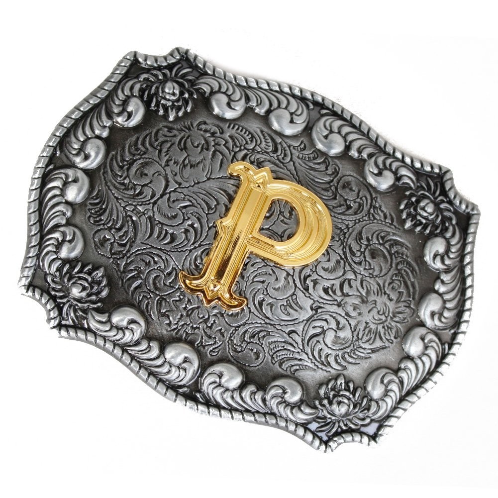 Men&rsquo;s Belt Buckles, English Letter in 3D, Western Style, CowboyAlphabe…