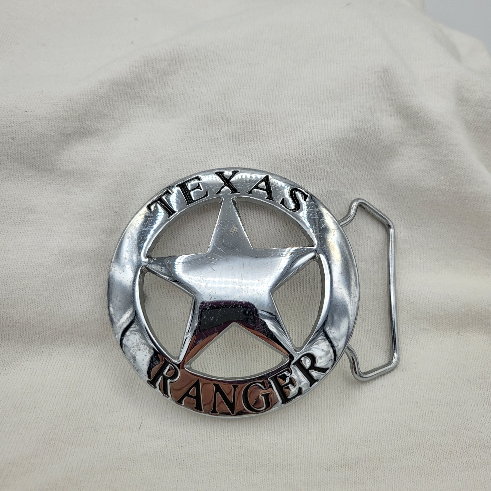 2.5&Prime; Silver Texas Ranger Badge Belt Buckle round Don&rsquo;t Mess with Texas