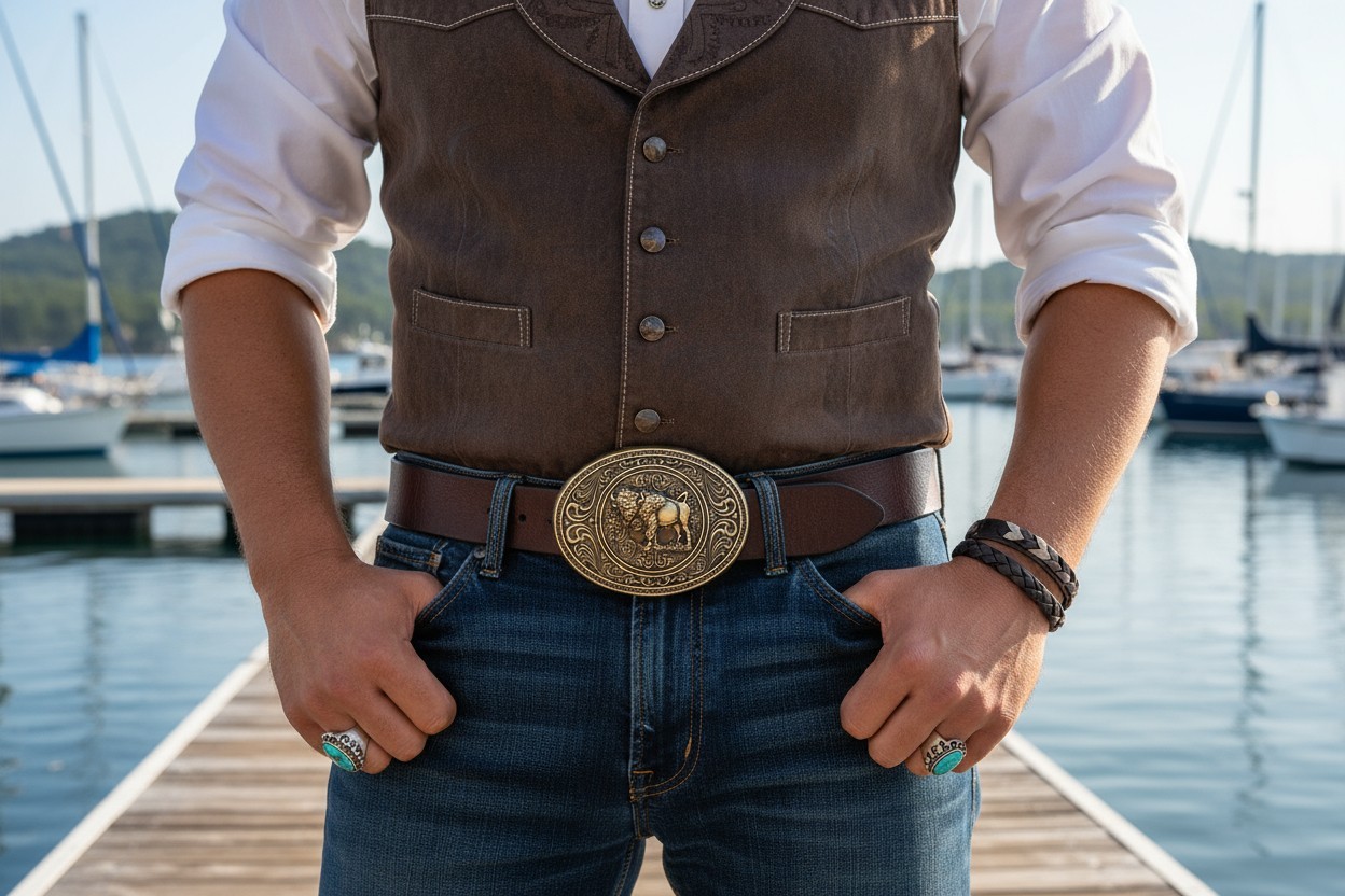 Men Gold Metal Buffalo Bull Belt Buckle Cowboy Western Fashion Oval Shape Casual