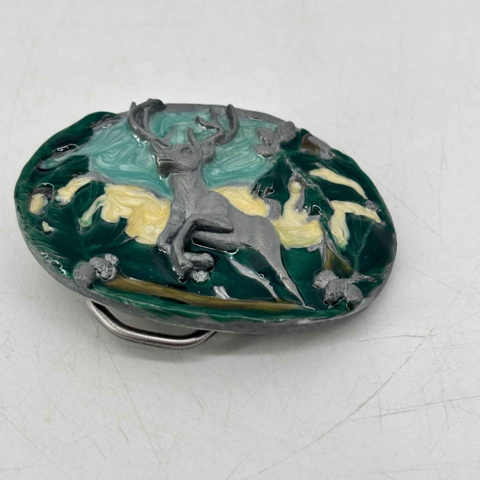Great American Belt Buckle Jumping Deer Forest Woods Hunting