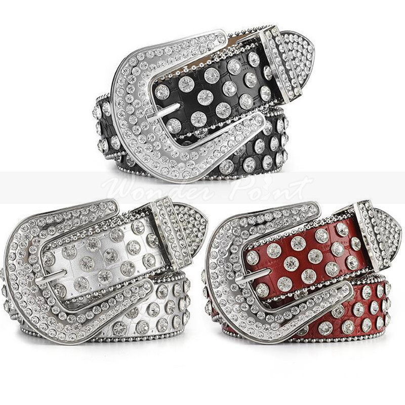 Men Western Rhinestone Studded Belt Punk Cowgirl Cowboy Crystal Belt for Women