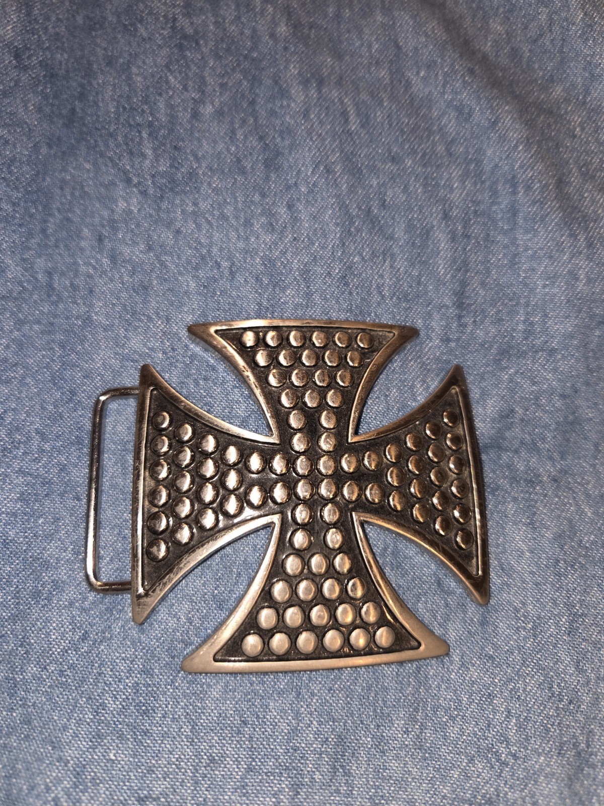 Vintage Maltese Iron Cross Belt Buckle. Pewter/Black. Biker/Gothic. LA Design