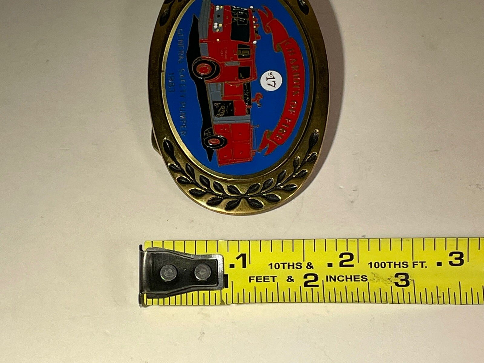 VTG Heritage Chariots of Fire 1983 General Safety Pumper No 17 Brass Belt Buckle