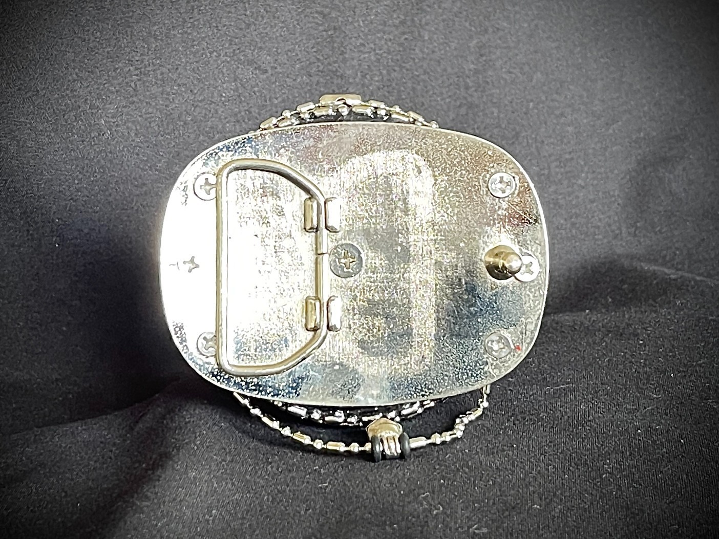 “ Skull Reliquary Halo” Buckle Gothic Beaded Chain 3” x 3” OOAK Darren McNeese