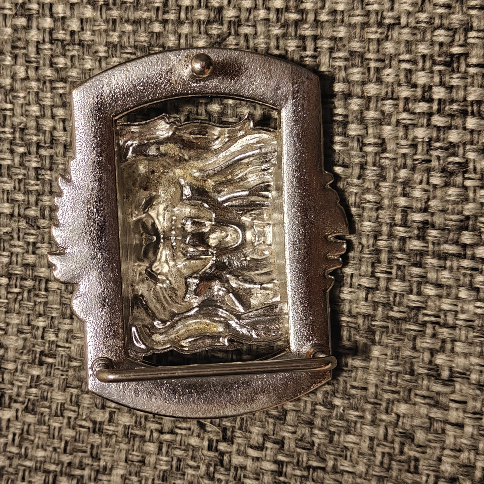 Lion Head Belt Buckle Rhinestone Blue Eyes Silver Tone Bling Western Biker Style