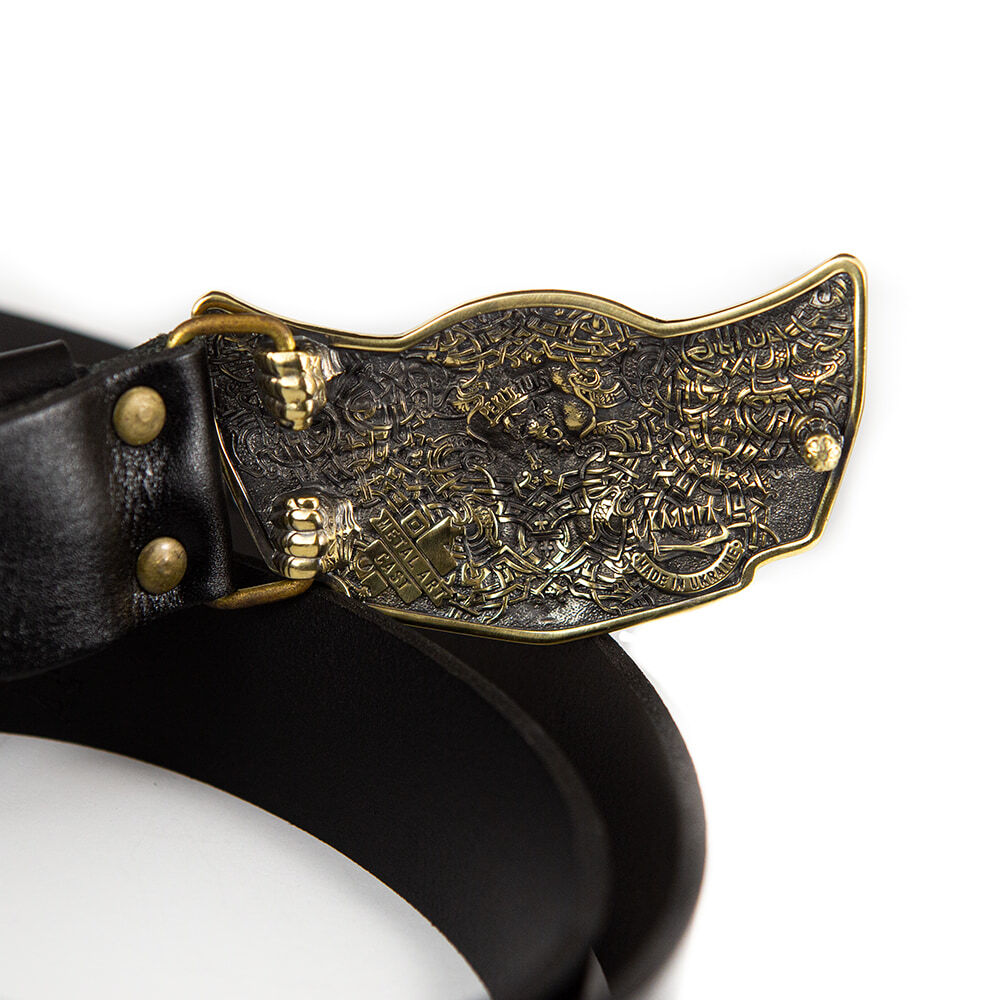 Brass belt buckle Eagle with sword, heraldic eagle, sword winged heraldry falcon
