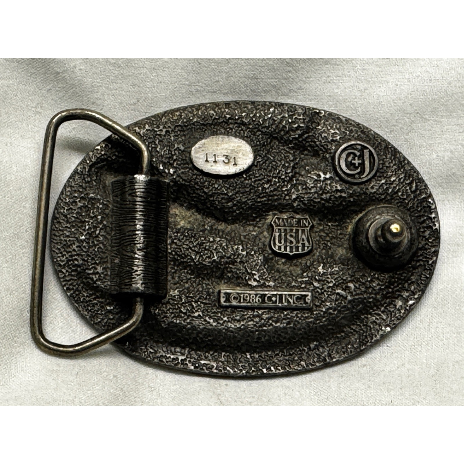 Vintage 1986 C+J Inc P-40 Warhawk Belt Buckle WWII Aviation Made in USA 1131
