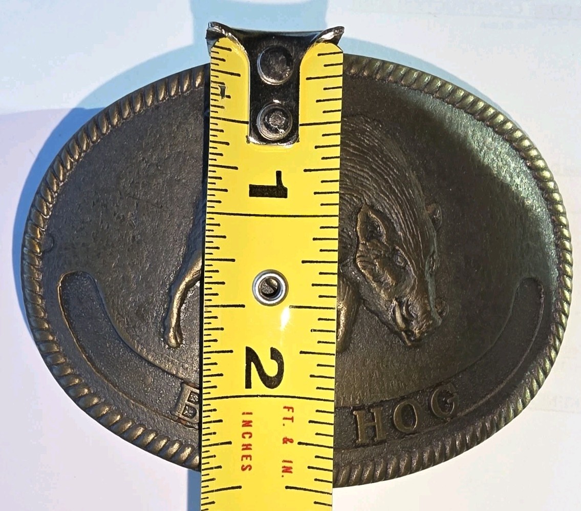 Bush Hog Wild Boar Vtg Belt Buckle Made in USA Hunting Western Vintage 1980&rsquo;s