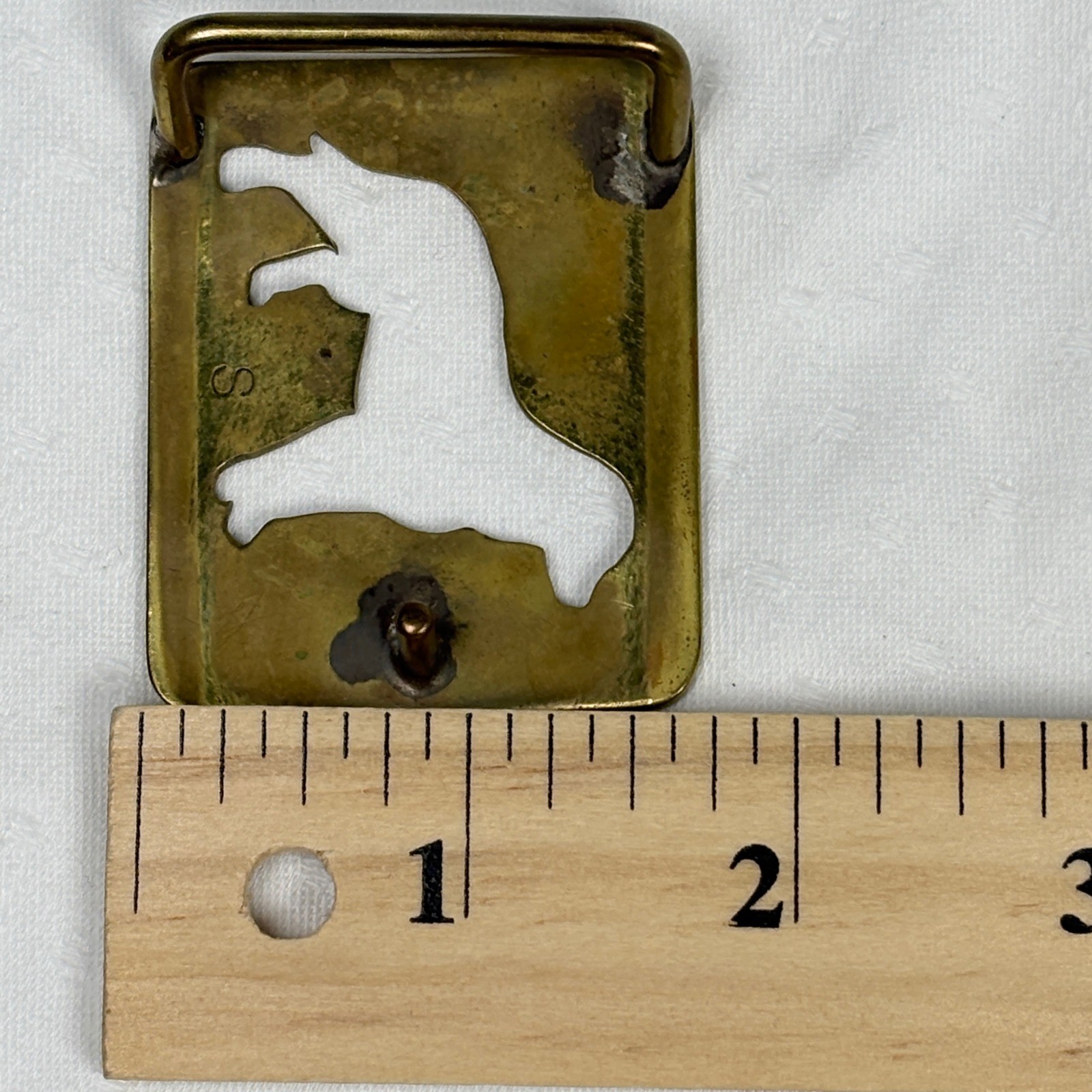 Vintage Labrador Retriever Dog Silhouette Brass Belt Buckle Gold Tone Cutout