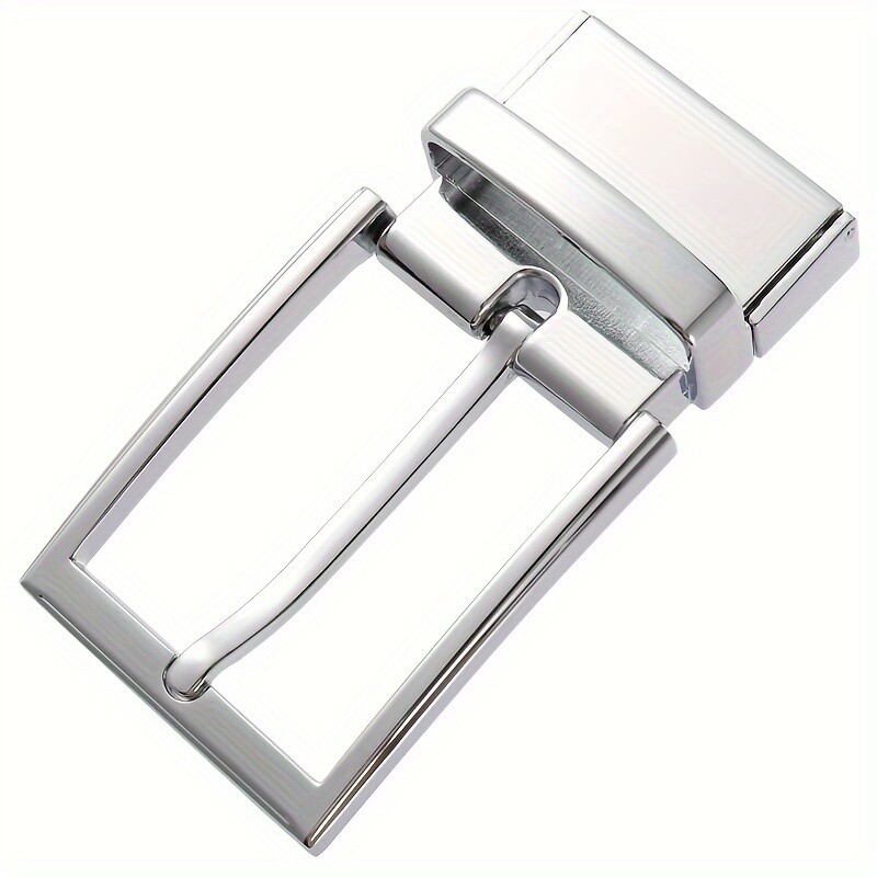 Men Belt Buckle Replacement Reversible Classic Business Black Silver 3.5cm