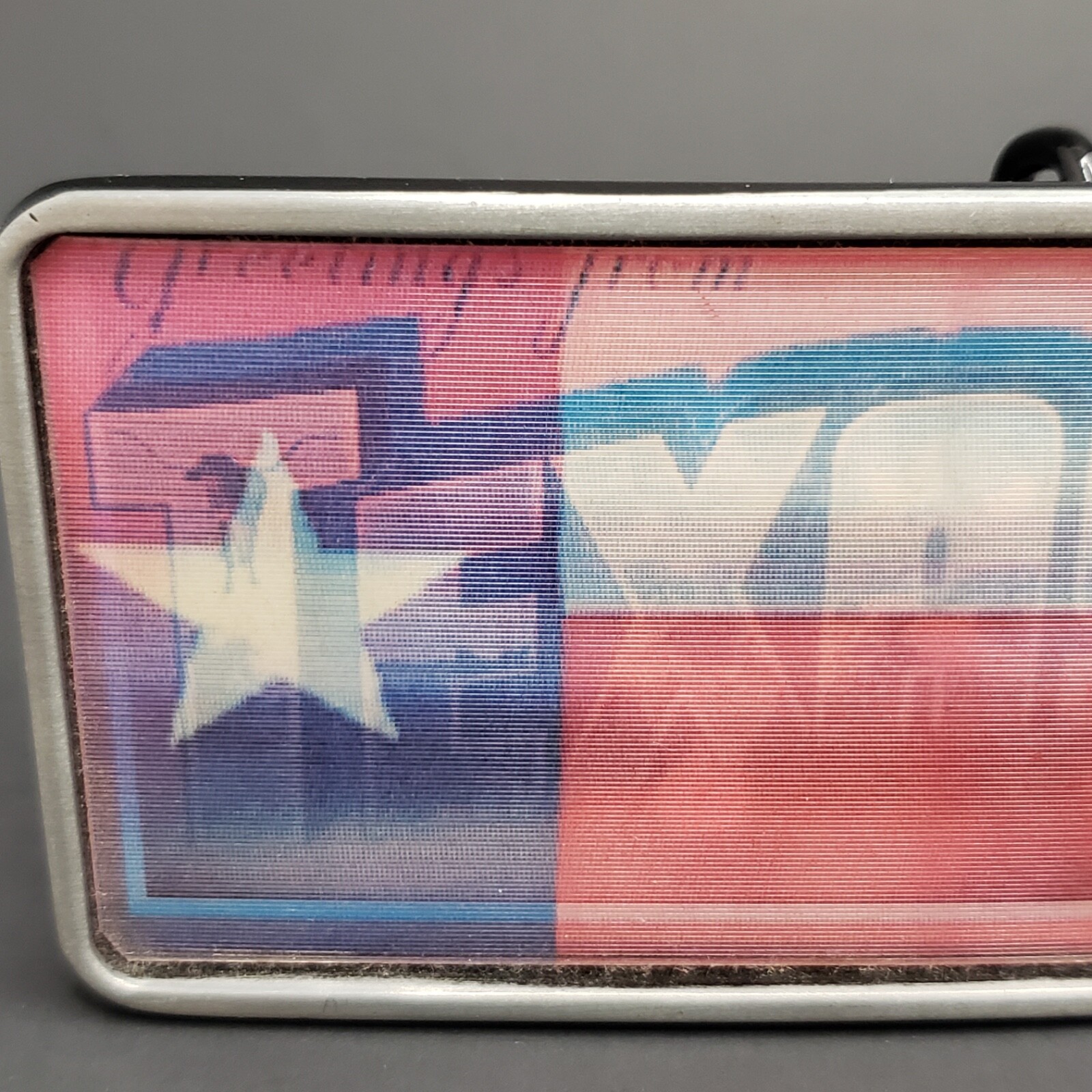 Texas Belt Buckle Holographic Souvenir Flag Horses Longhorn Fathers Day Gift EUC