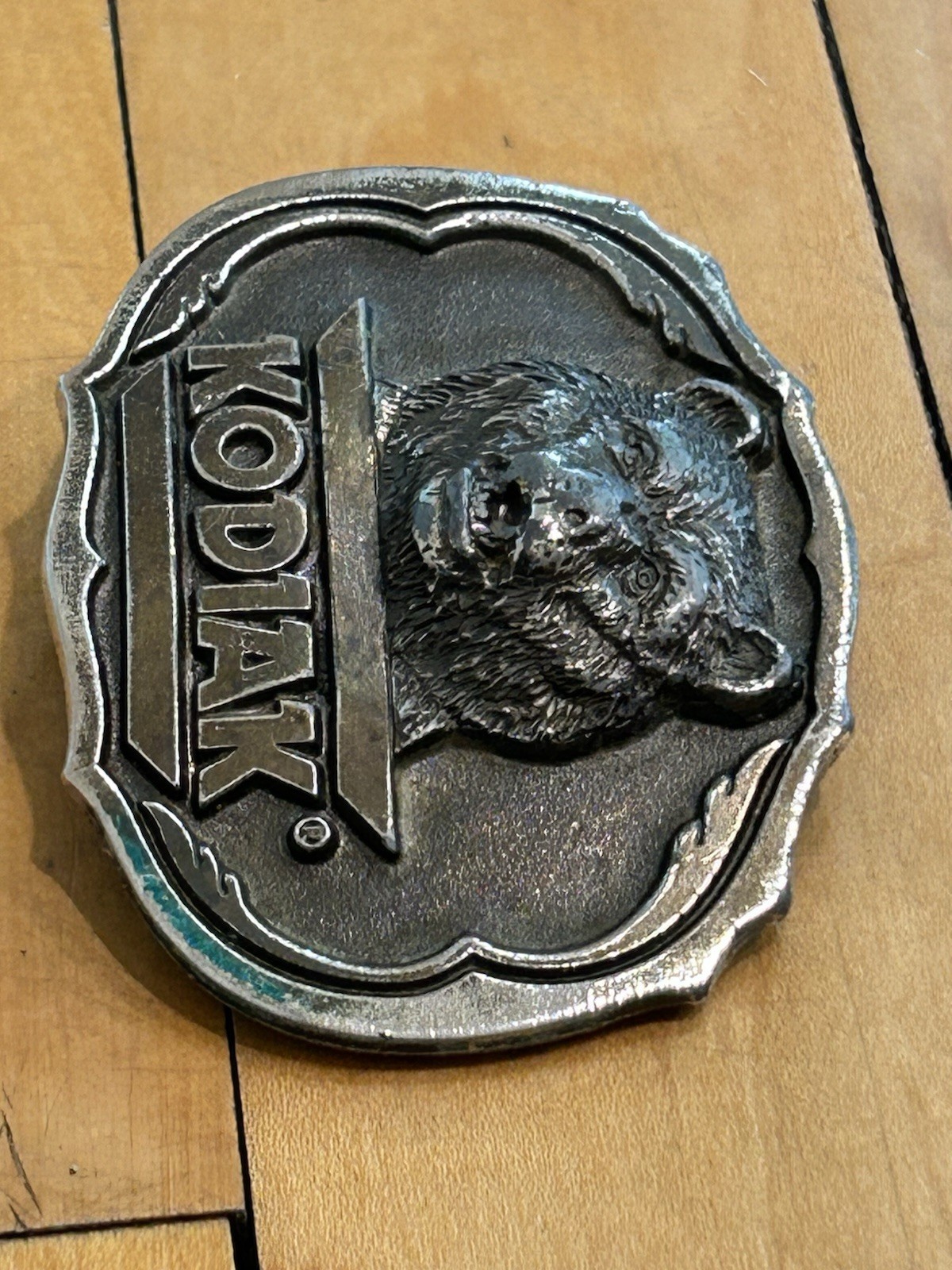 Vintage Great American Buckle Kodiak Smokeless Tobacco Bear Belt Buckle