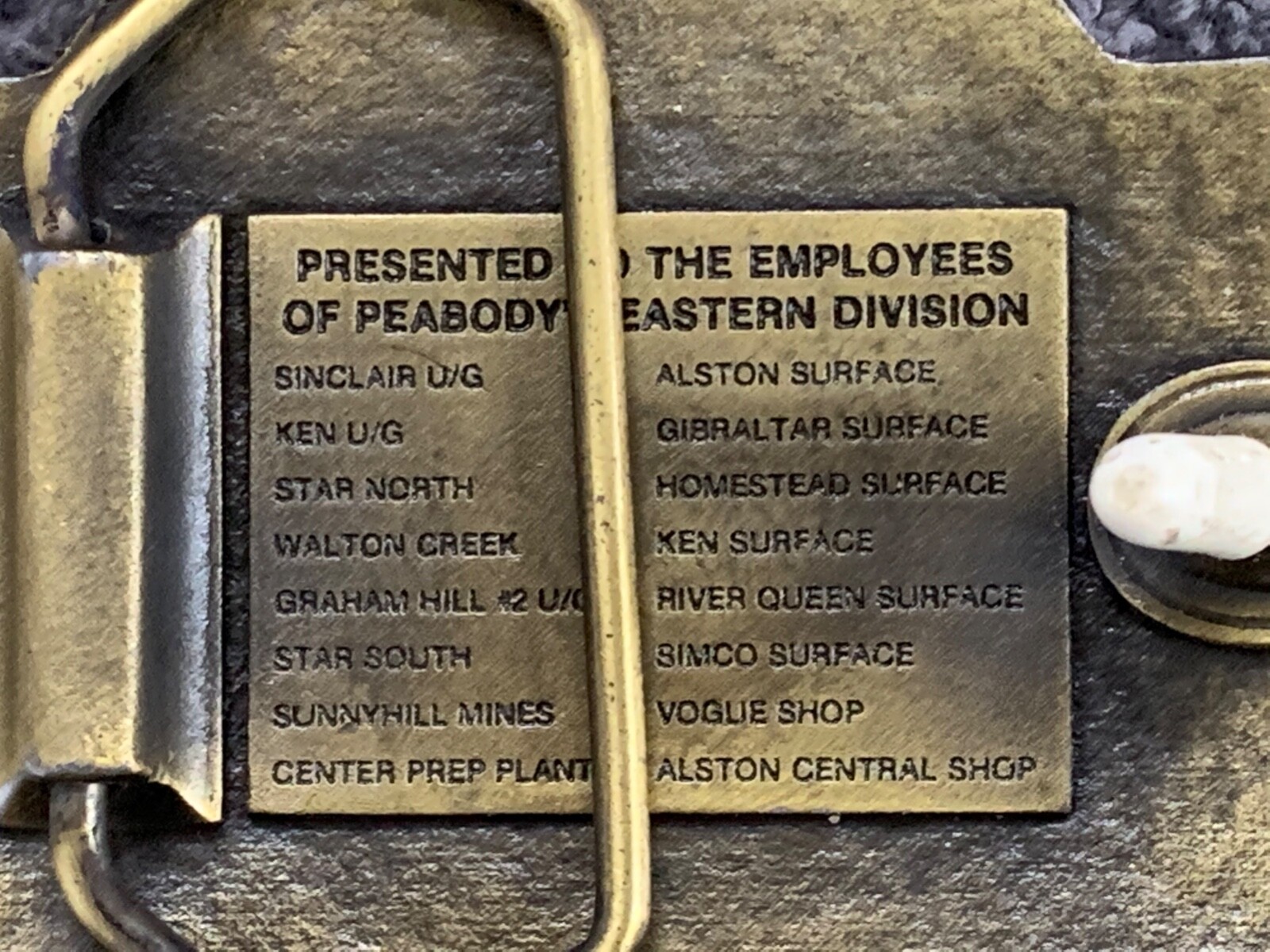 * Peabody Coal Company Eastern Division 1983 Safety Award Belt Buckle Vtg 80’s