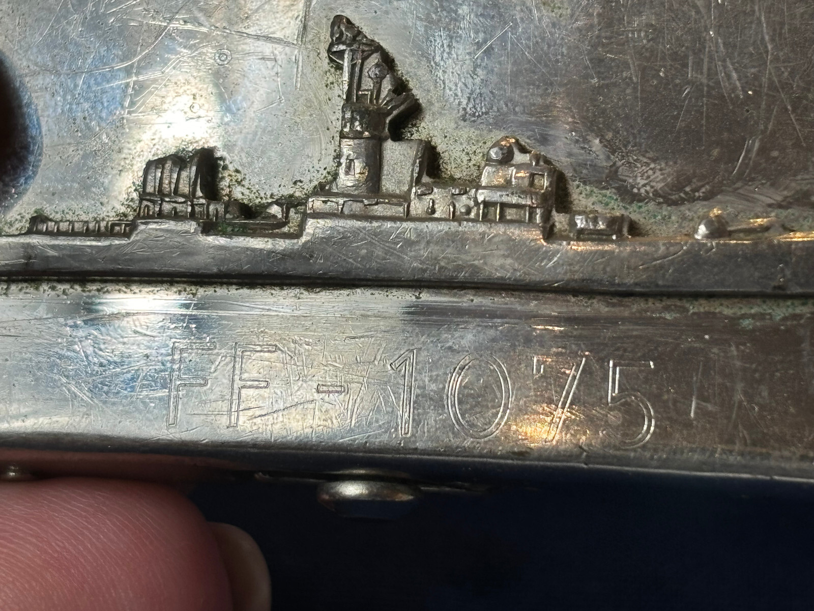 VTG Naval USS Trippe FF-1075 Belt Buckle Military Style Knox Class Frigate Japan