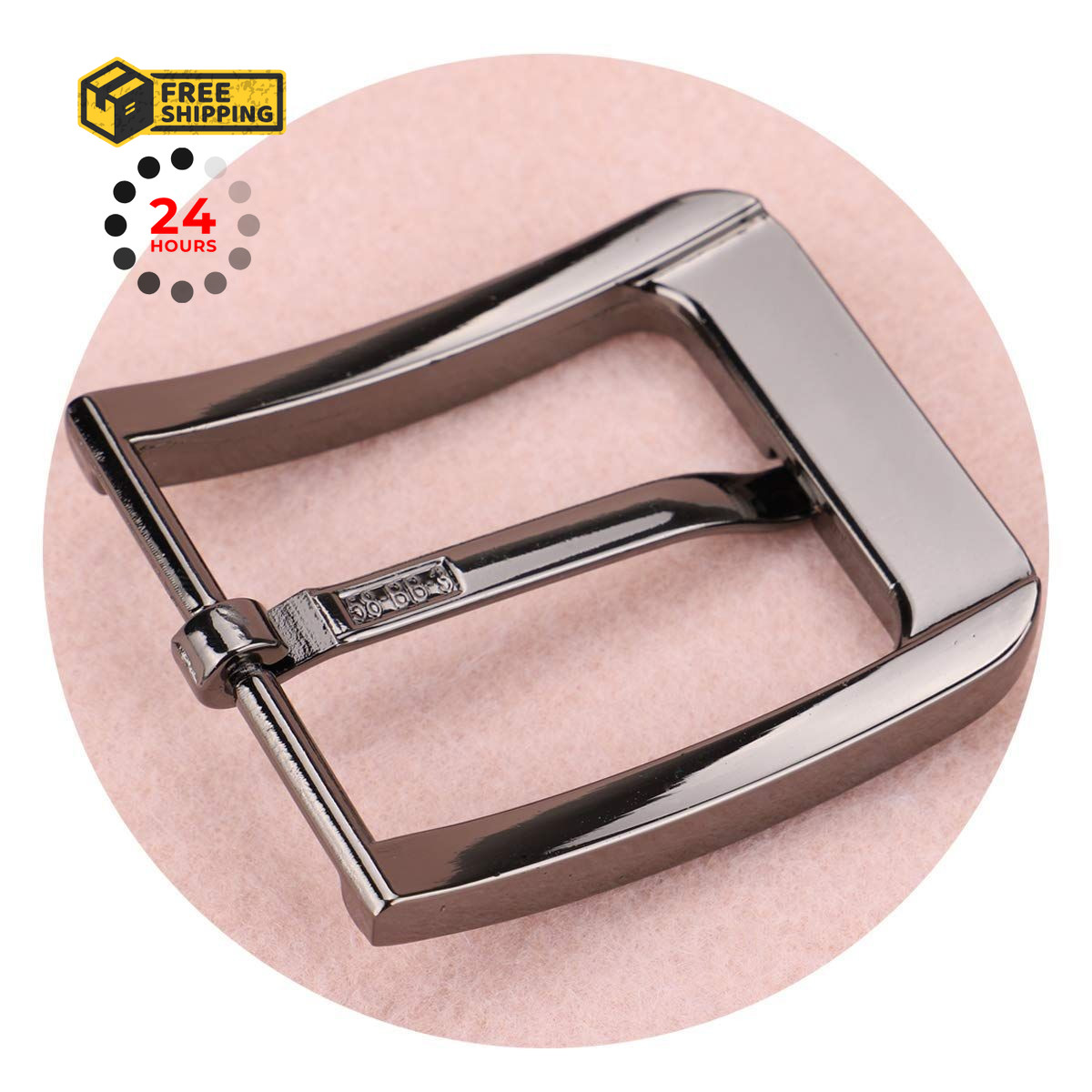 1.5 Inches (38-40 mm) Belt Buckle Single Prong Square Replacement Grey07