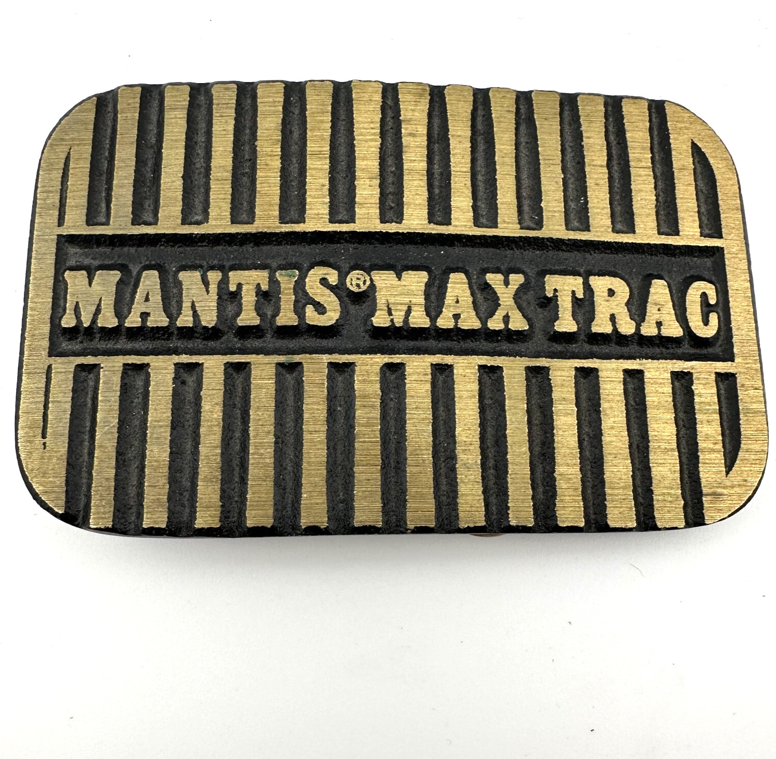 Mantis Max Trac DynaBuckle Solid Brushed Brass Belt Buckle USA Vintage 2 Inch