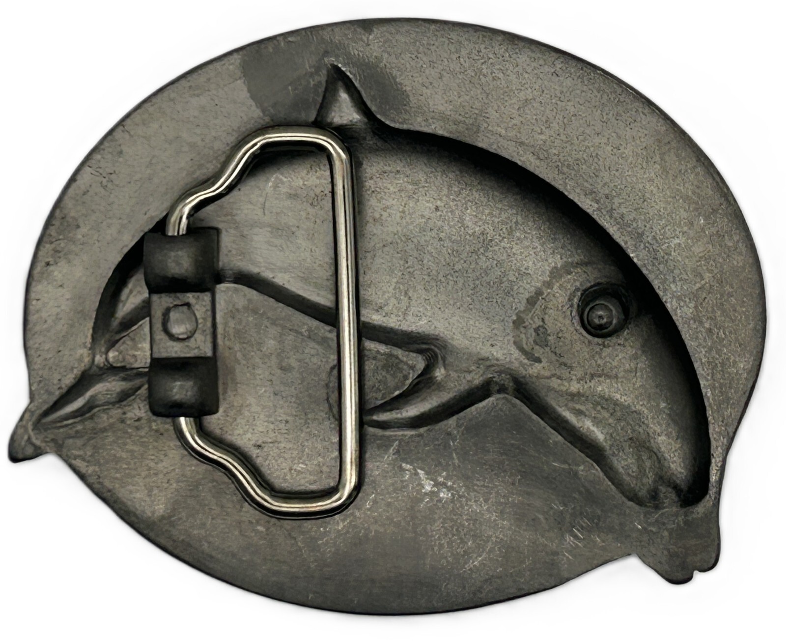 Dolphin Fish Green Enameled Belt Buckle