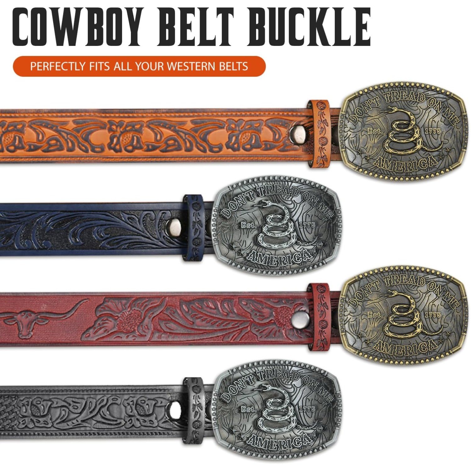 Western Belt Buckles for Men – American Flag Cowboy Belt Buckle for Men Women