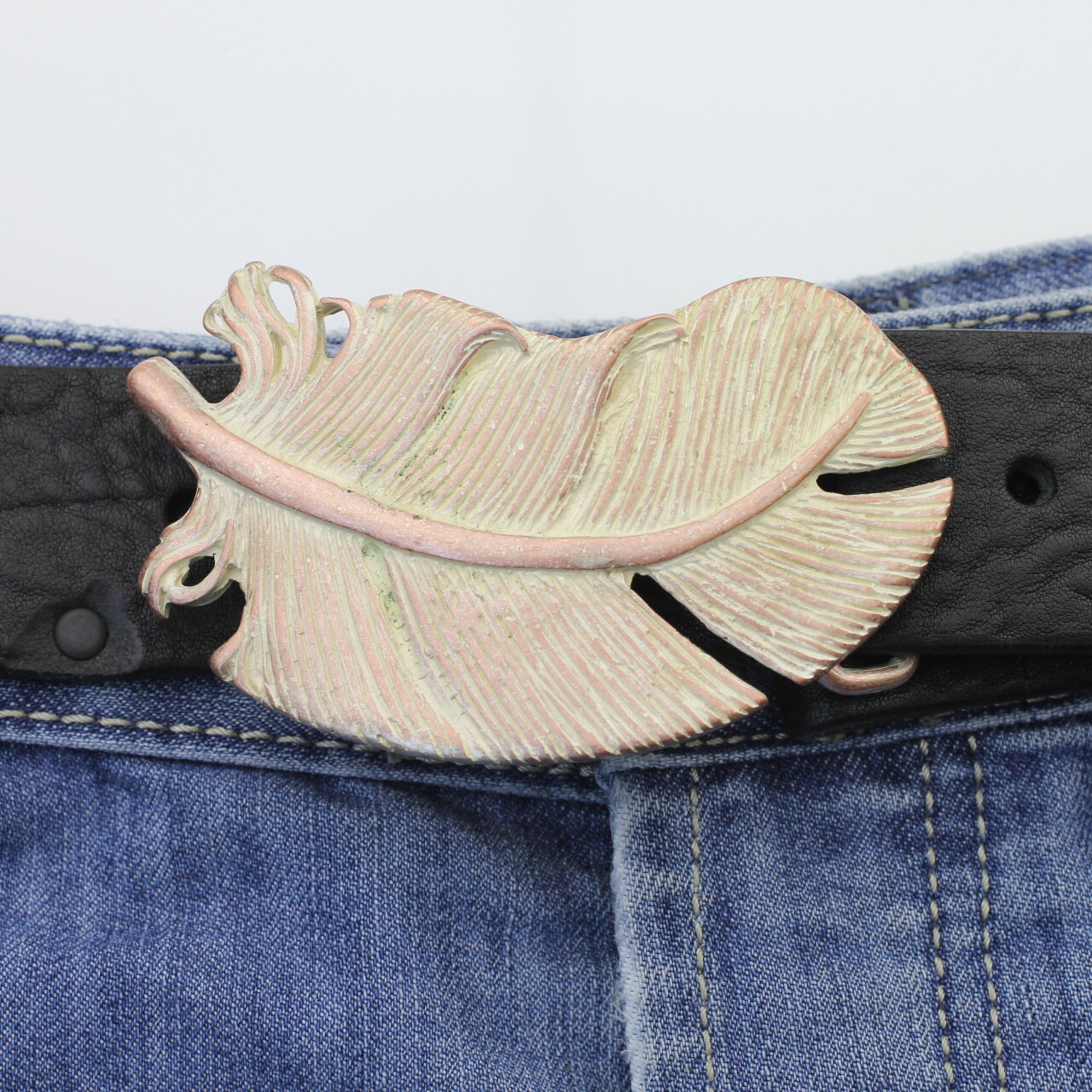 Belt buckle feather antique rose removable buckle buckle for 4 cm leather belt