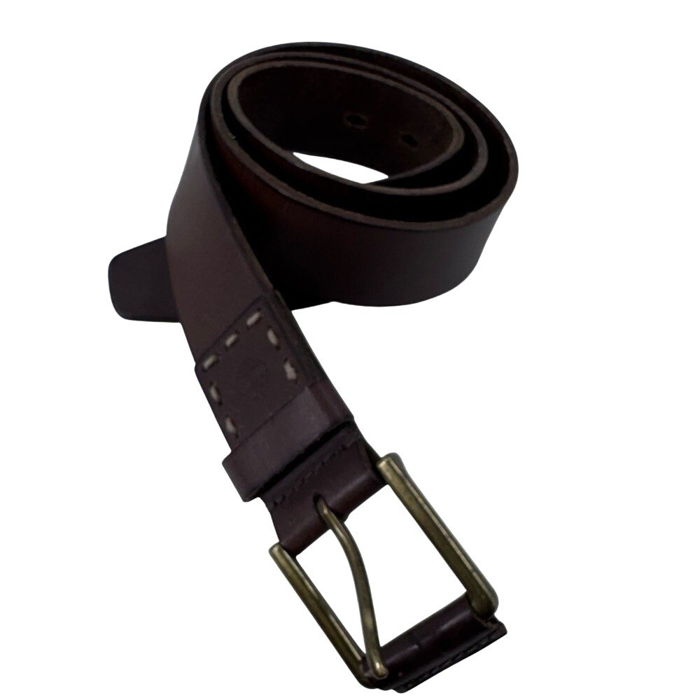 Timberland Genuine Leather Belt with gold Buckle – Brown Size 36