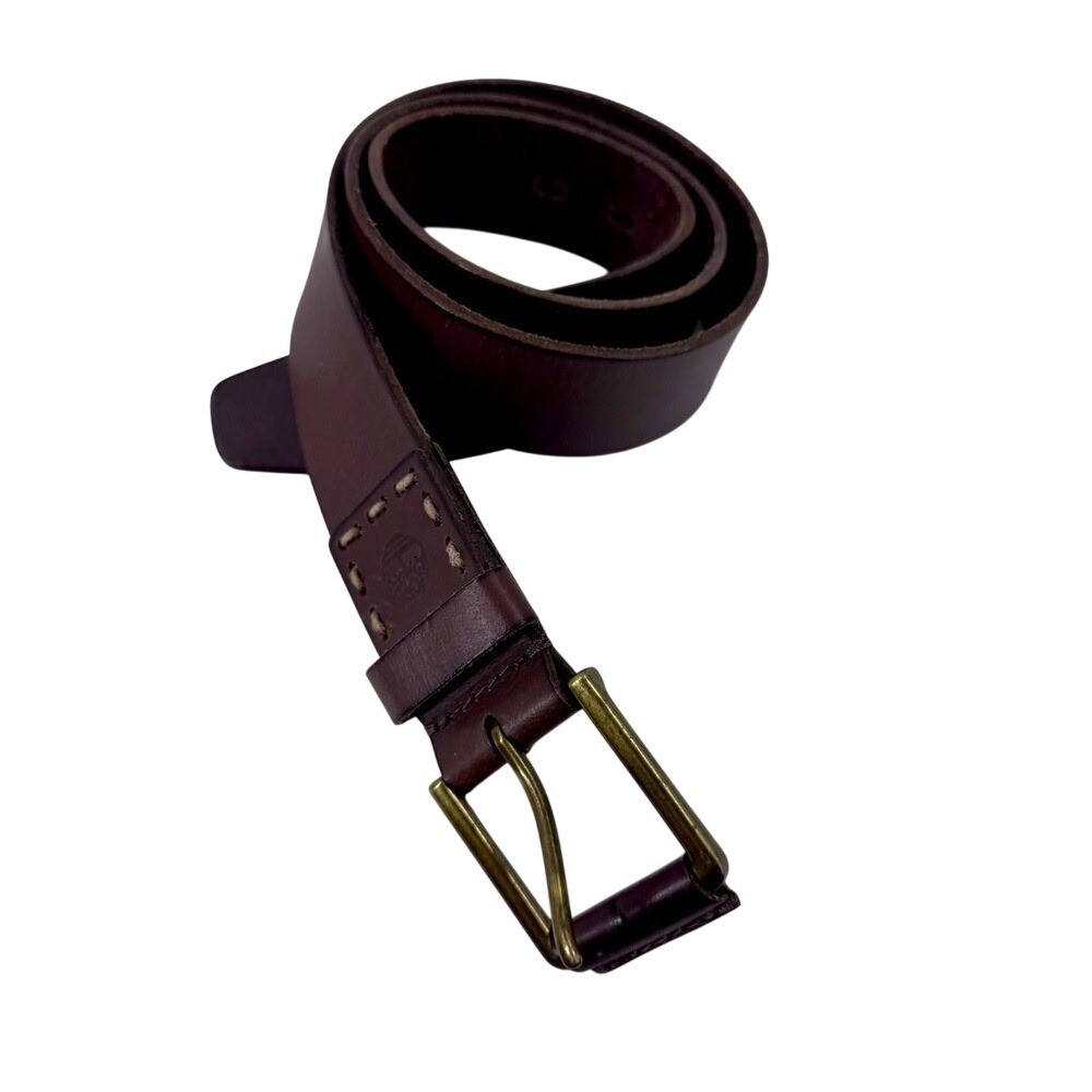 Timberland Genuine Leather Belt with gold Buckle – Brown Size 36