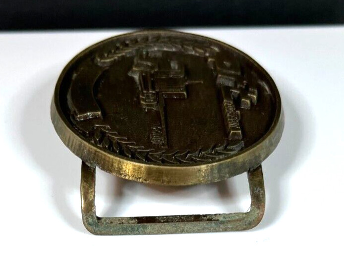 Vintage PFT Roberson Pre-Fab Transit Co. Solid Brass Slip Through Belt Buckle