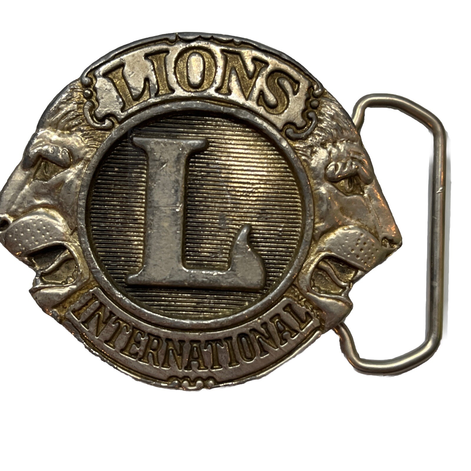 LIONS CLUB INTERNATIONAL BELT BUCKLE 1015 Heavy Metal 3”Buckle Lion Face Vintage