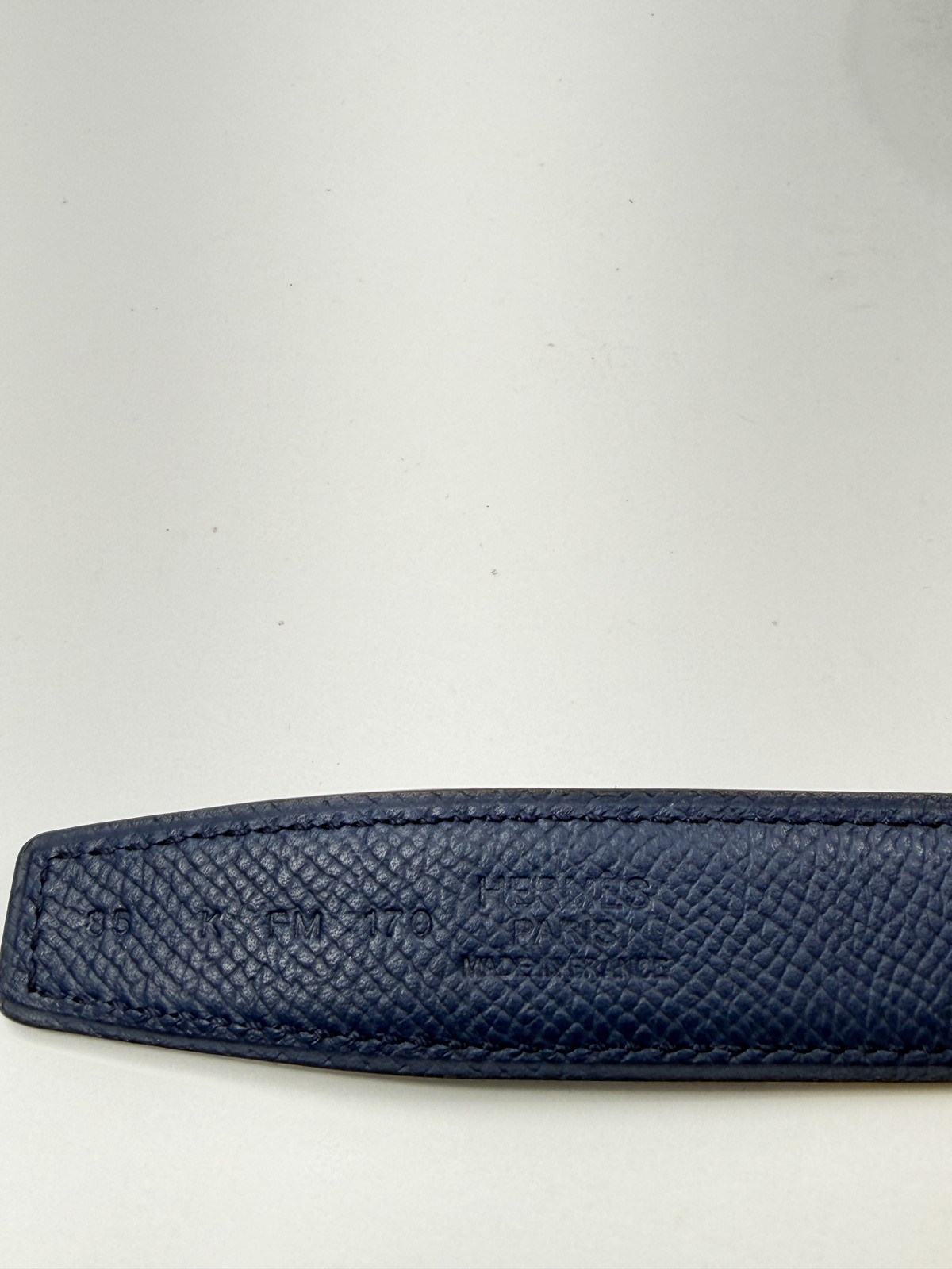 Authentic HERMES H Logo Reversible Belt Strap Blue Gold Tone Buckle Kit 85