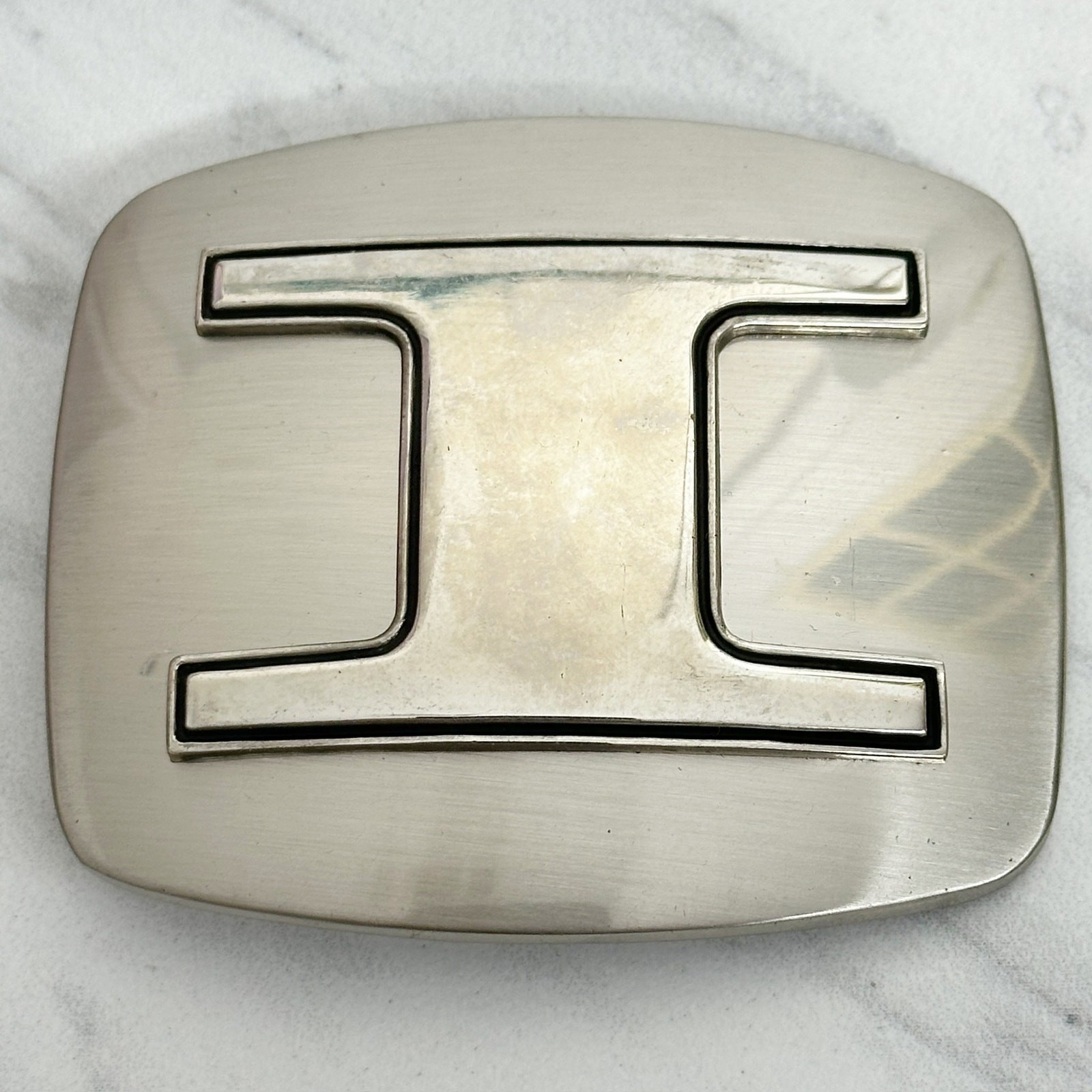 I Letter Initial Monogram Silver Tone Belt Buckle 3.16&Prime; Personalized
